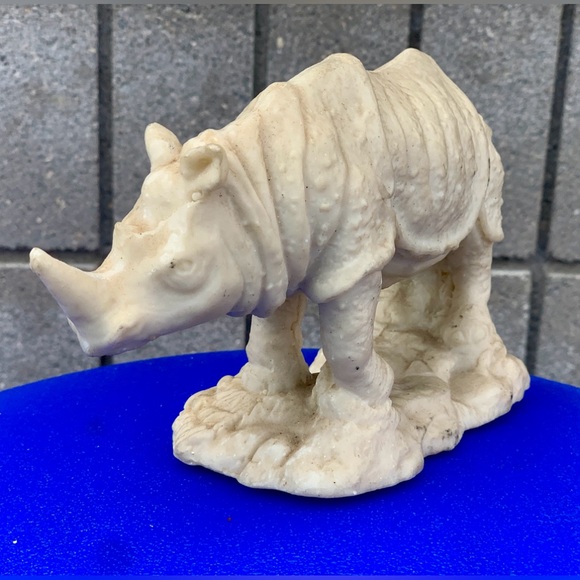 Mid Century Vtg Rhinoceros Hand Sculpted Figurine Hecho En Mexico Rhino - Picture 2 of 16